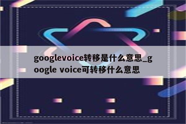 googlevoice转移是什么意思_google voice可转移什么意思